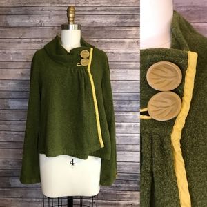 Anthropologie Green Sweater Jacket size L